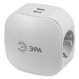 Тройник 3гн с З/К белый со шторками 220V + 2xUSB 2100mA SP-3e-USB-2A 